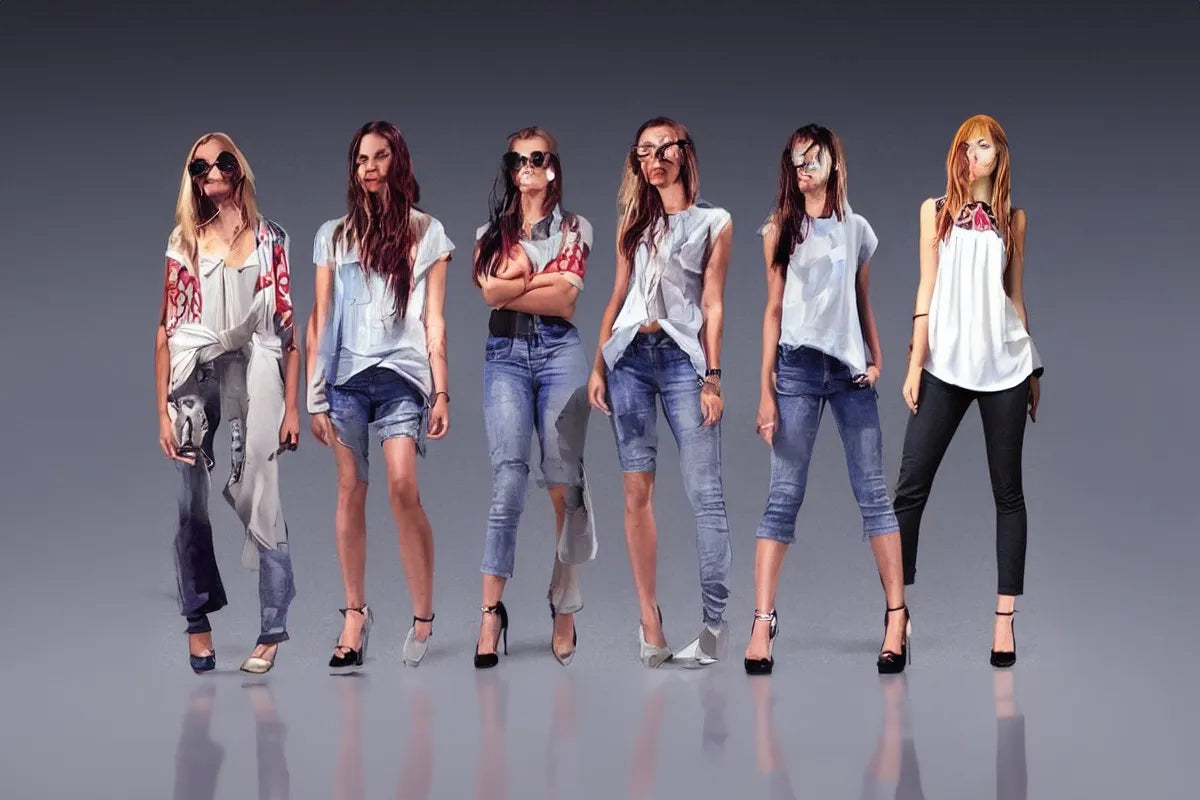 Graphic of women styling different styles of shirts and tops