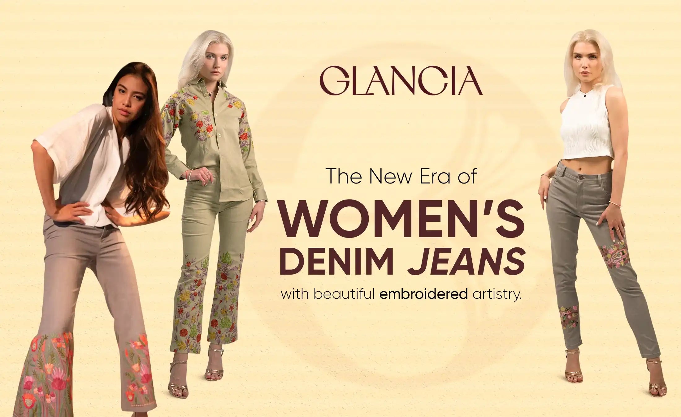 Premium embroidered denim women jeans collection available in Canada and USA