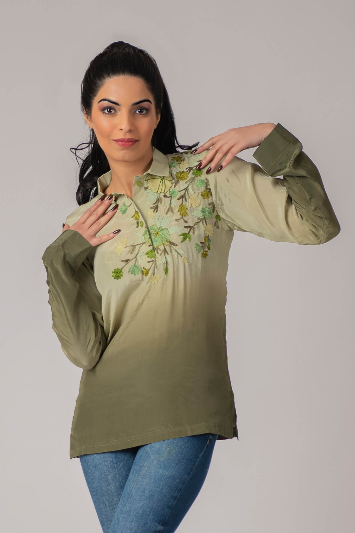Floral Vine Ombre Polo Shirt