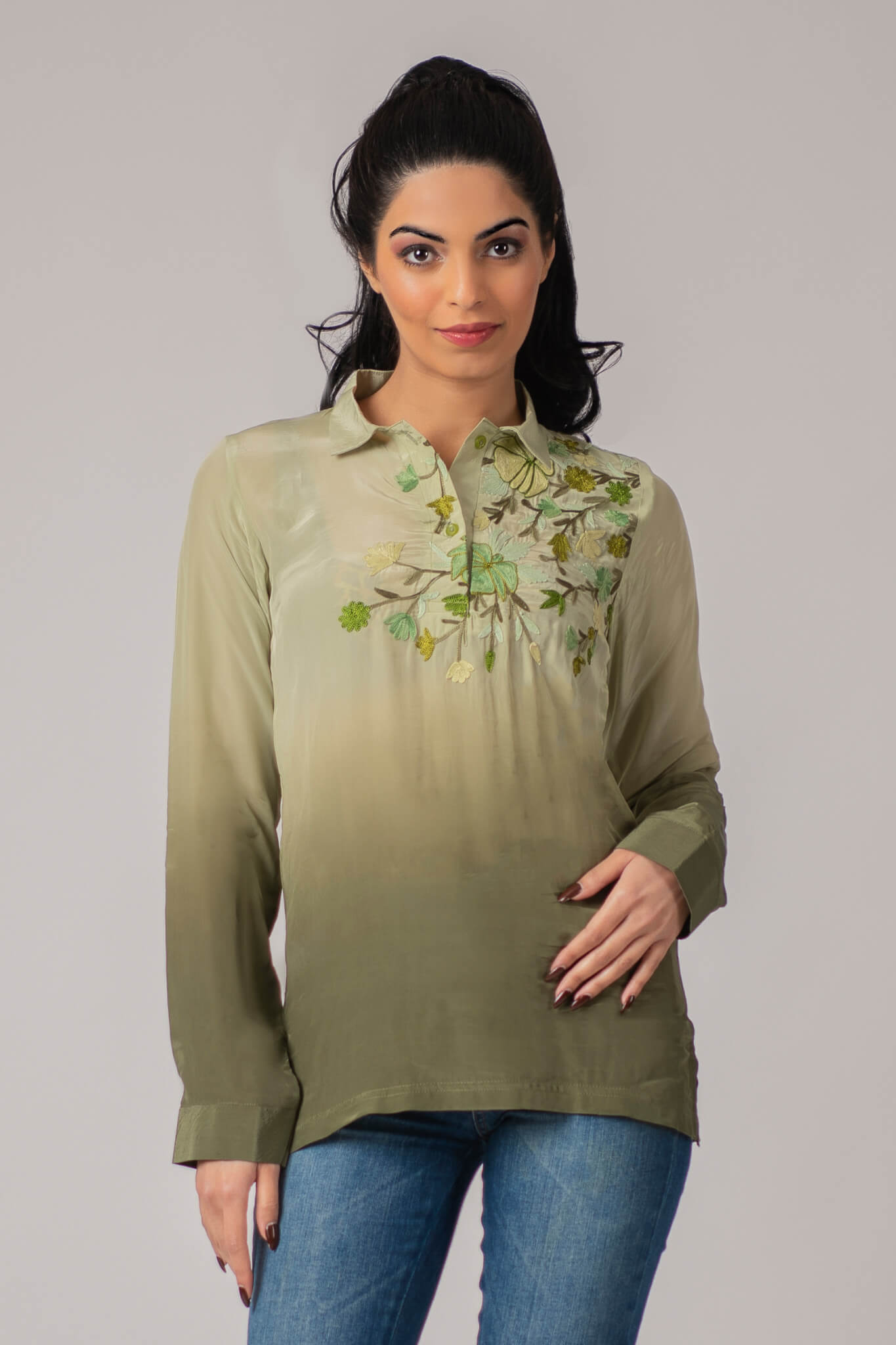 Floral Vine Ombre Polo Shirt