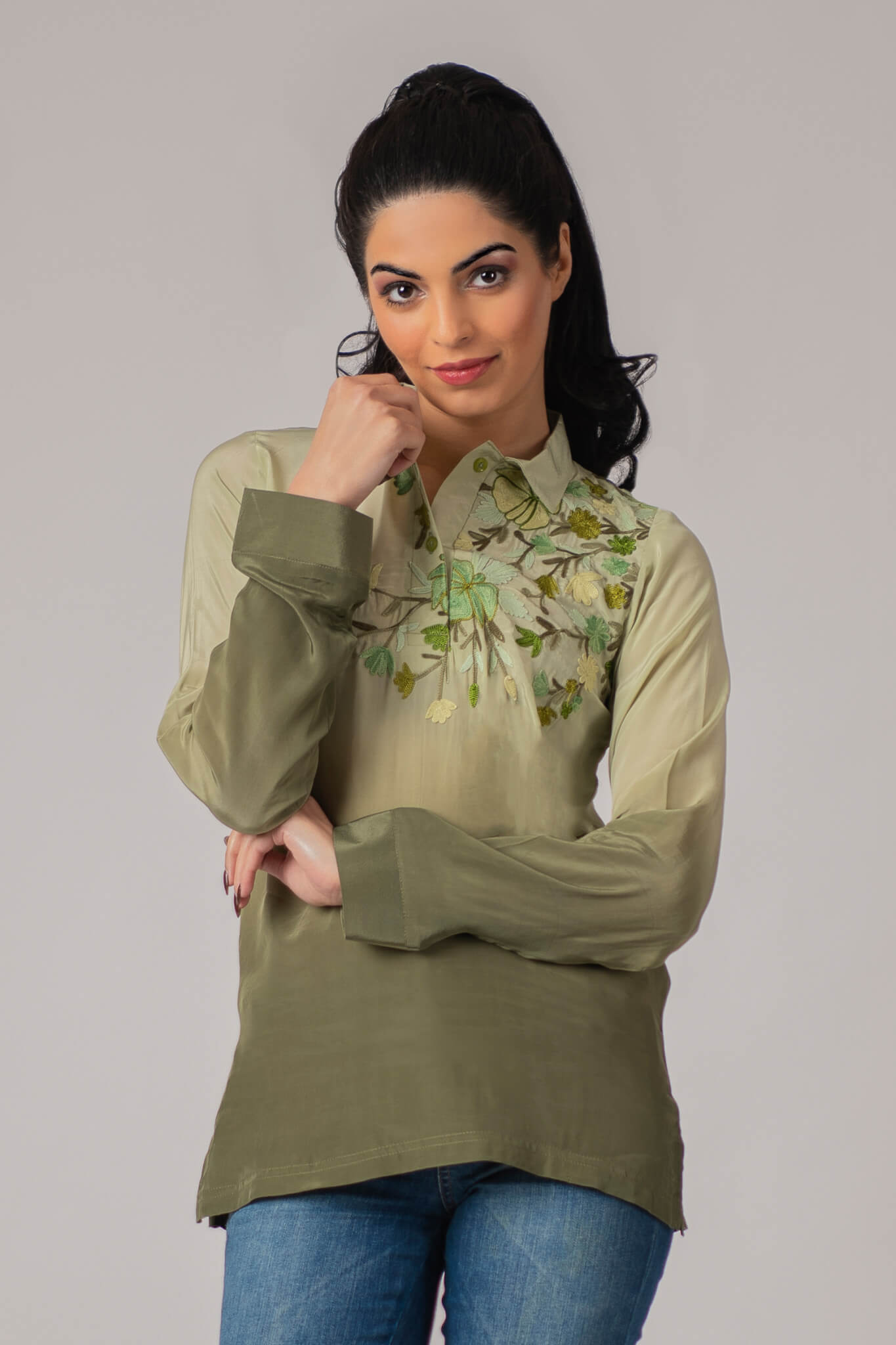 Floral Vine Ombre Polo Shirt