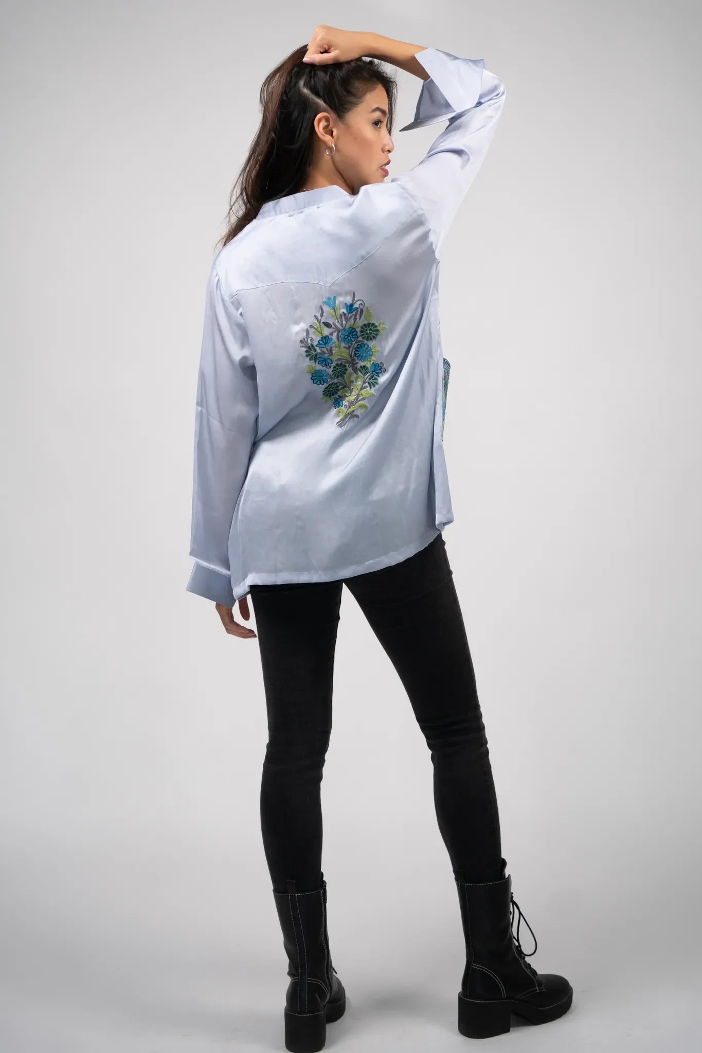 Satin Thread Double-Pocket Blouse
