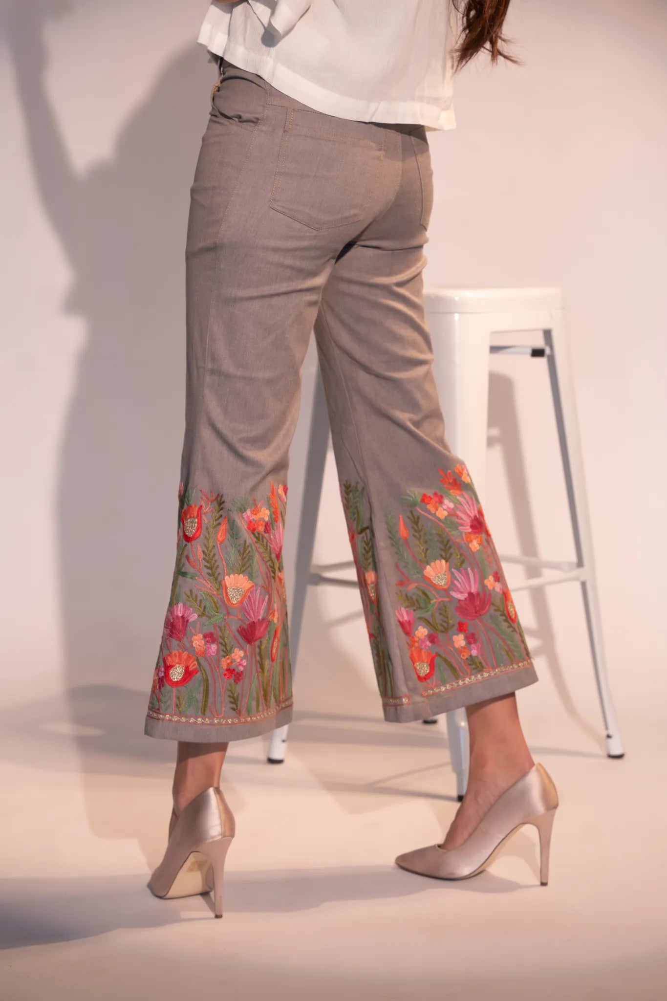 Grey Tulip Bell Bottom Denim