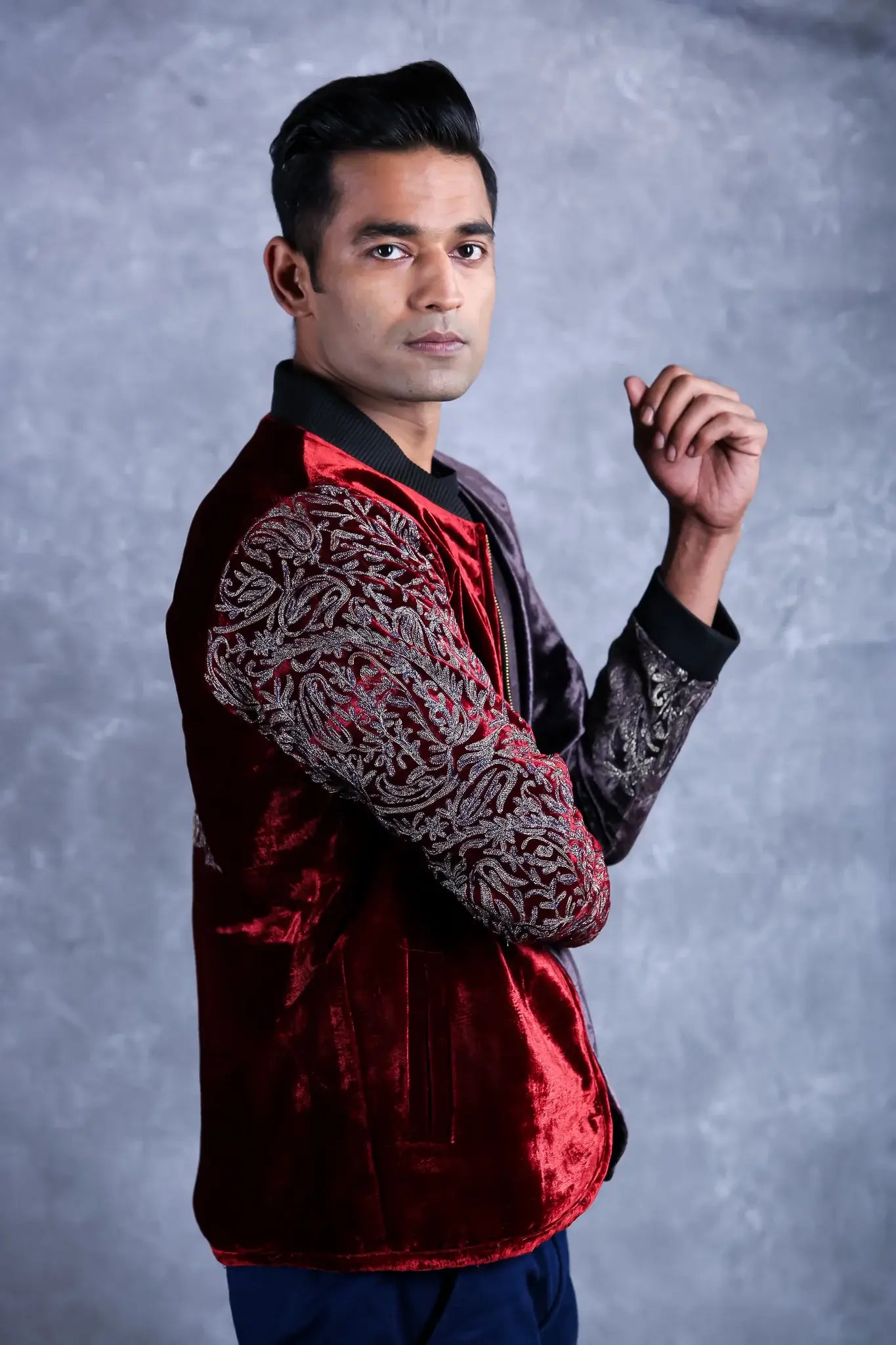 Ombré Bomber Jacket: Maroon & Brown
