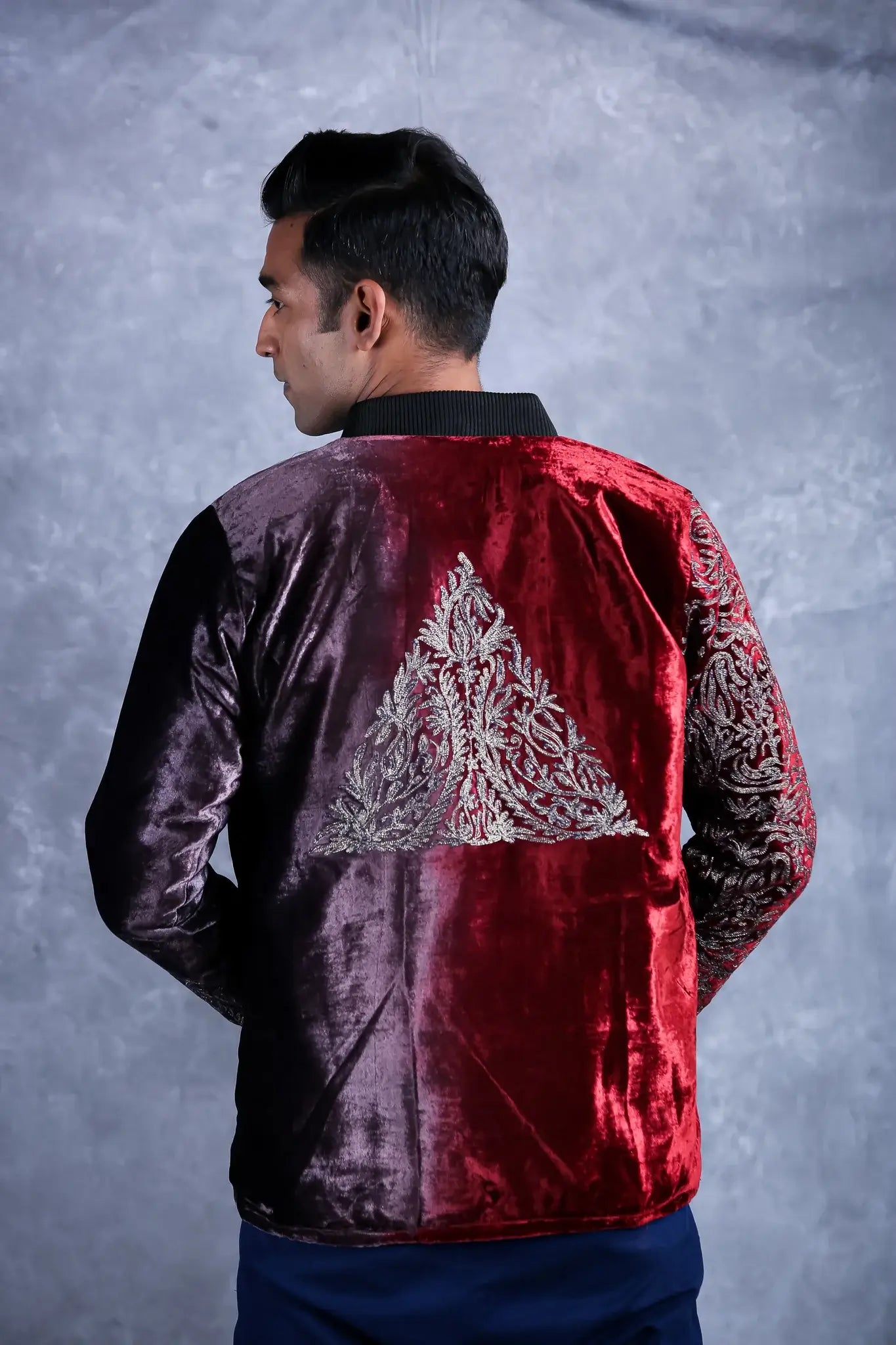 Ombré Bomber Jacket: Maroon & Brown