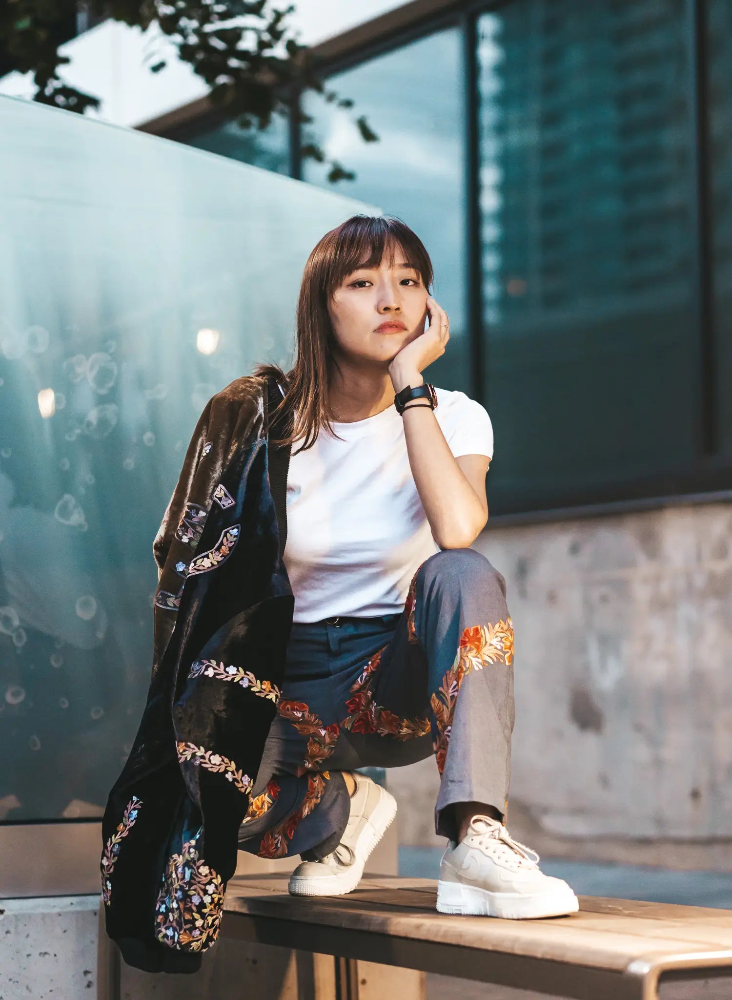 Chevron Embroidered Trousers