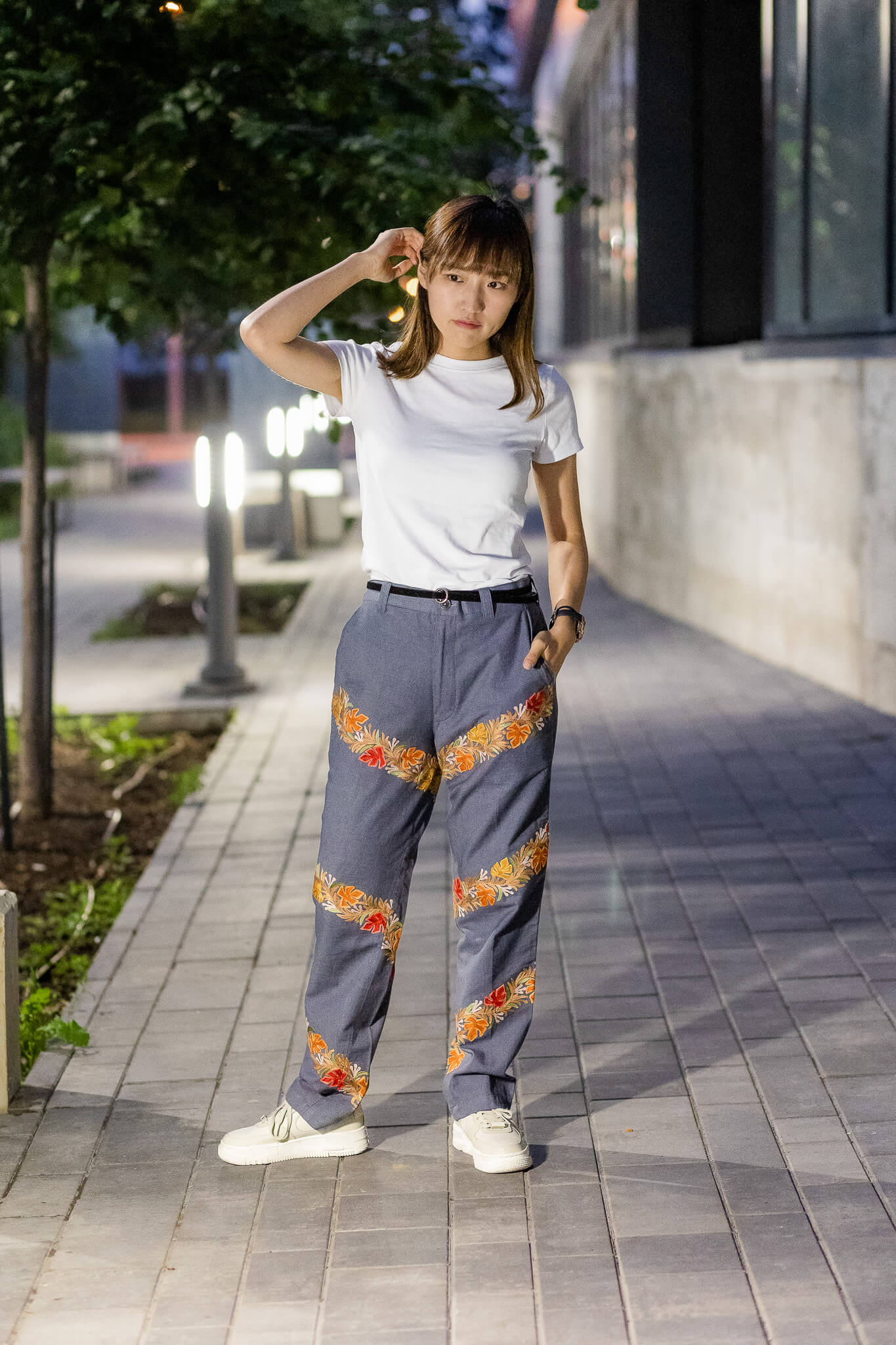 Chevron Embroidered Trousers