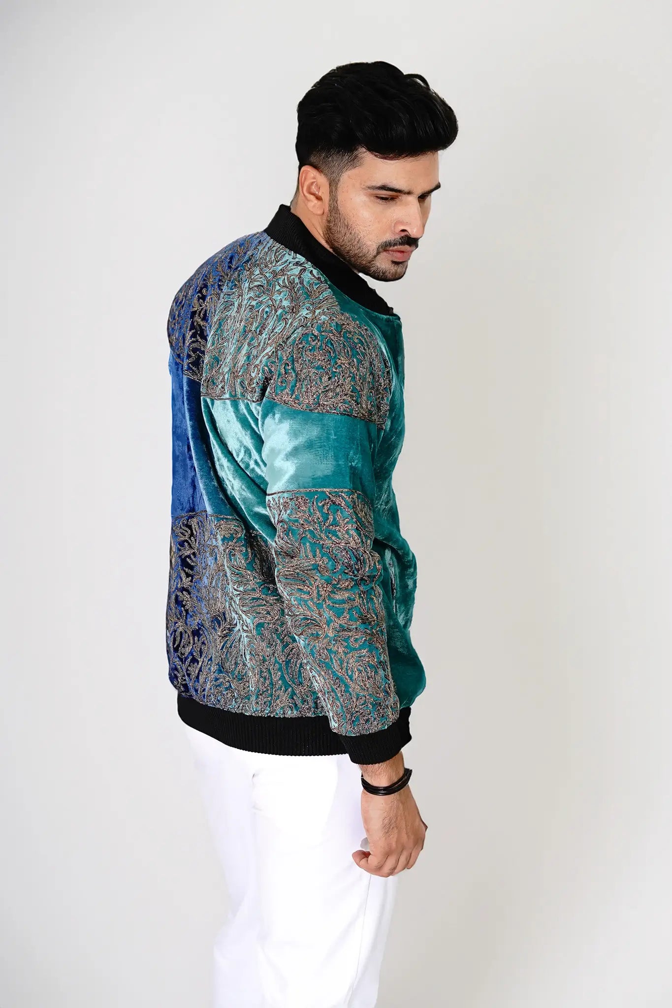Ombré Bomber Jacket: Aqua & Electric Blue