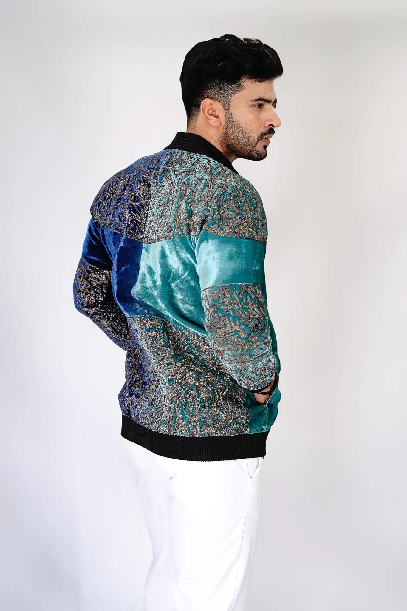 Ombré Bomber Jacket: Aqua & Electric Blue