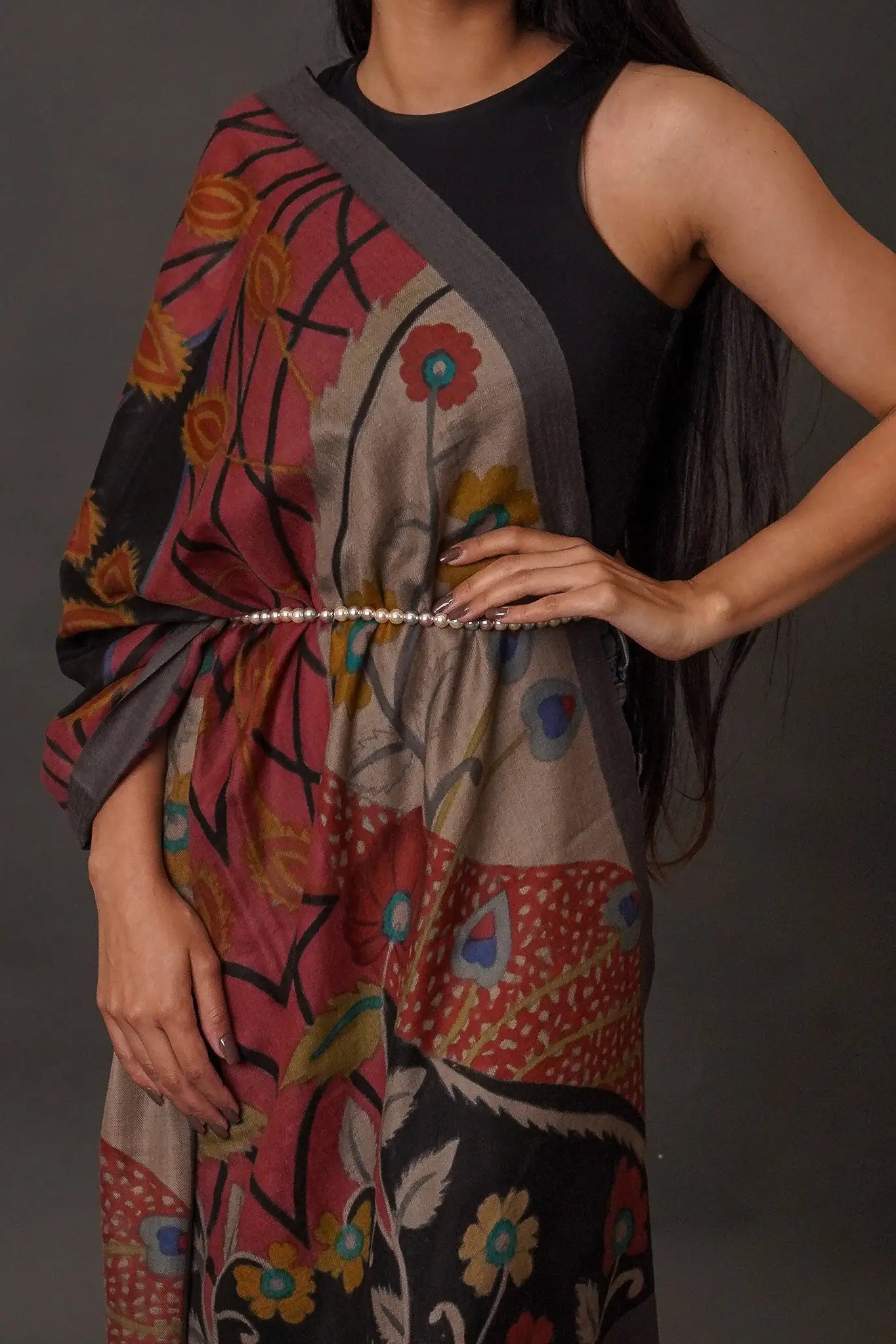 Natural & Rust Hand Paint Pashmina Scarf