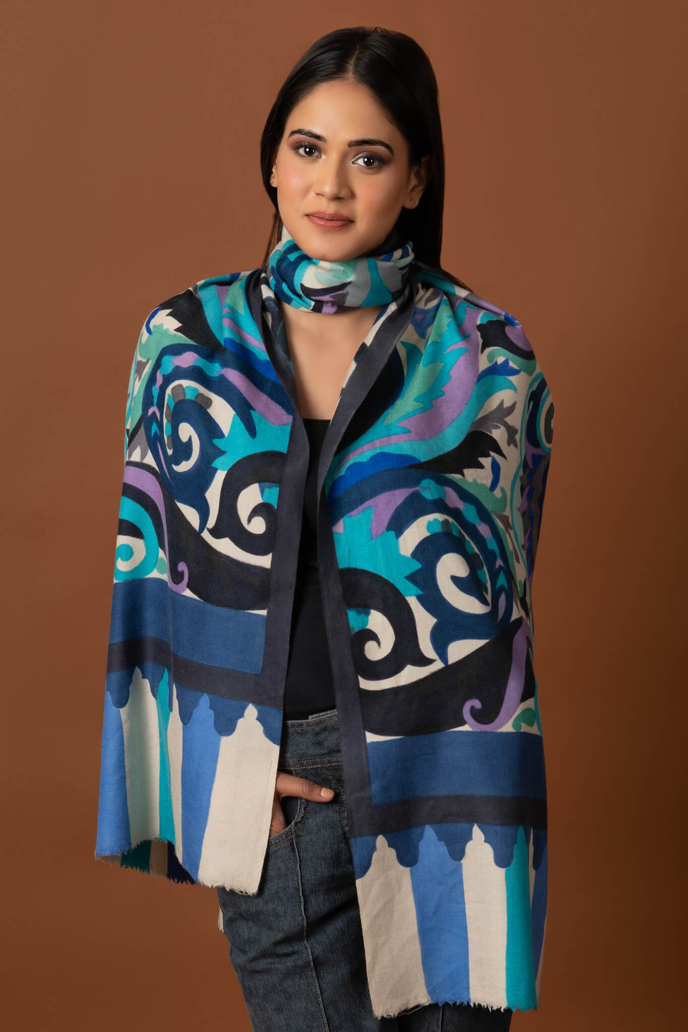 Abstract Hand Paint Cashmere Scarf