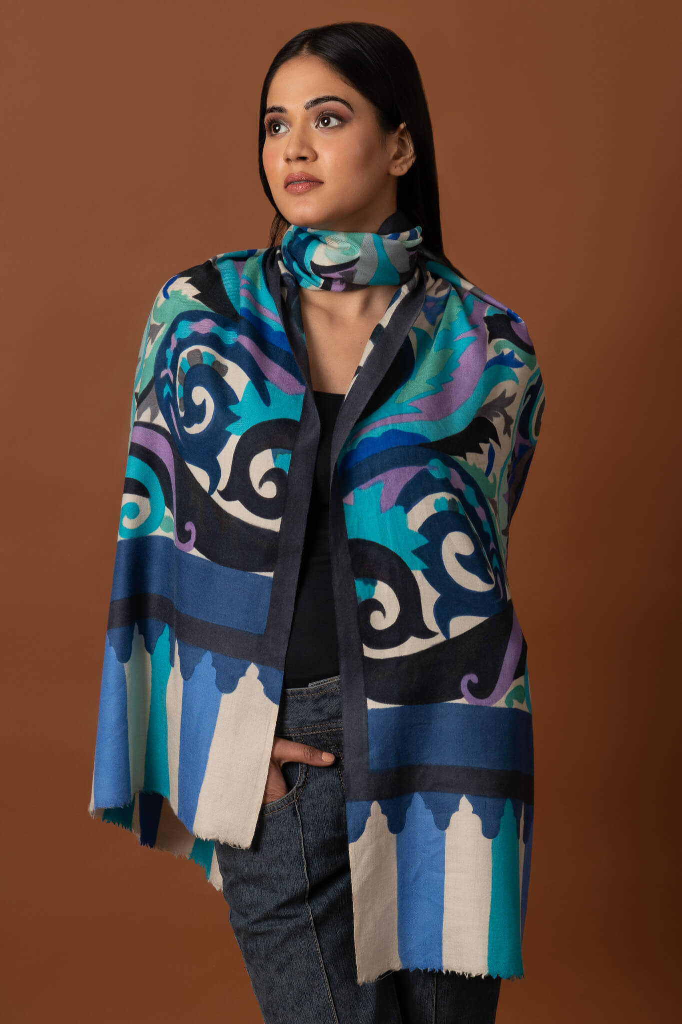 Abstract Hand Paint Cashmere Scarf