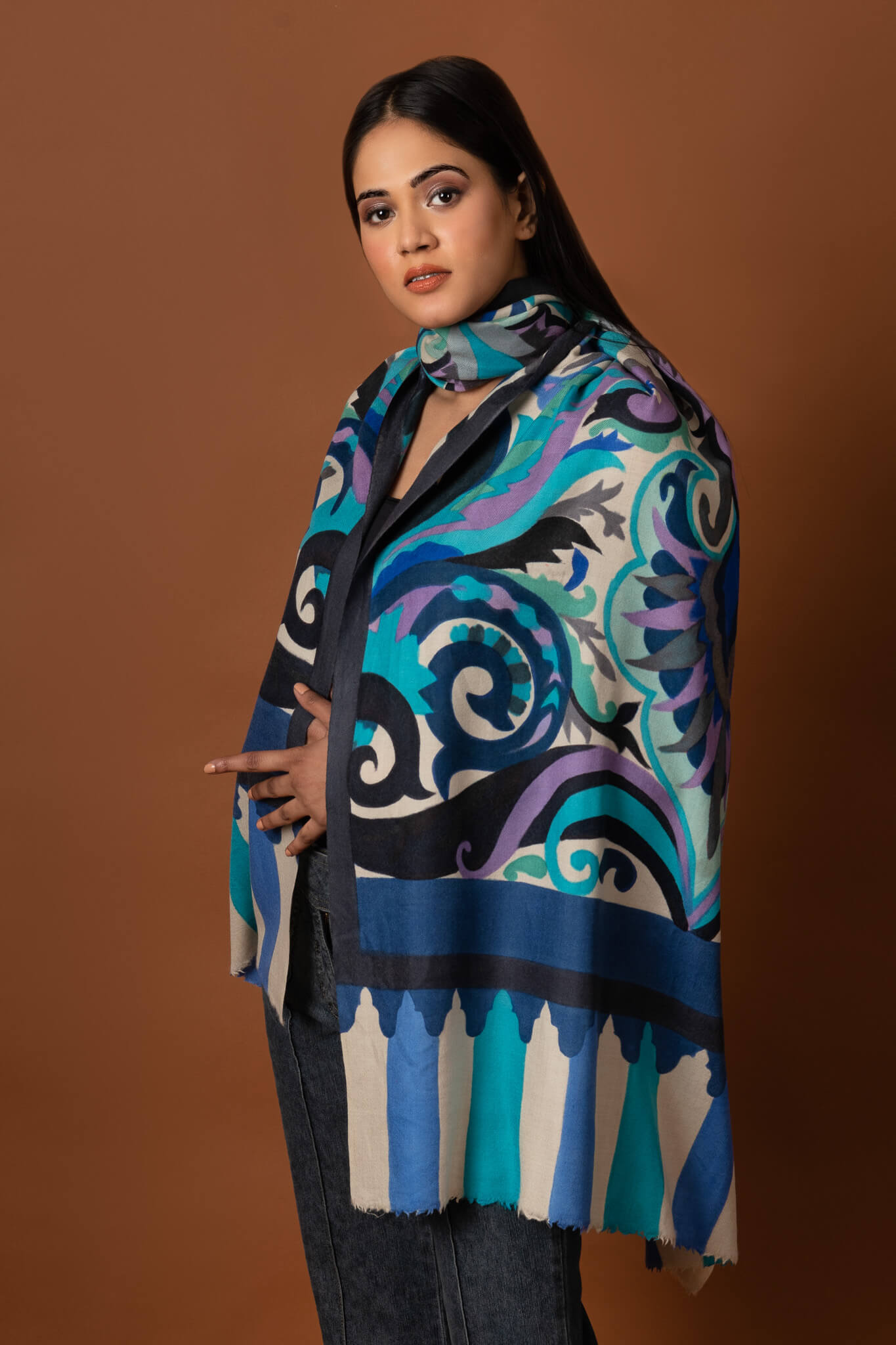 Abstract Hand Paint Cashmere Scarf