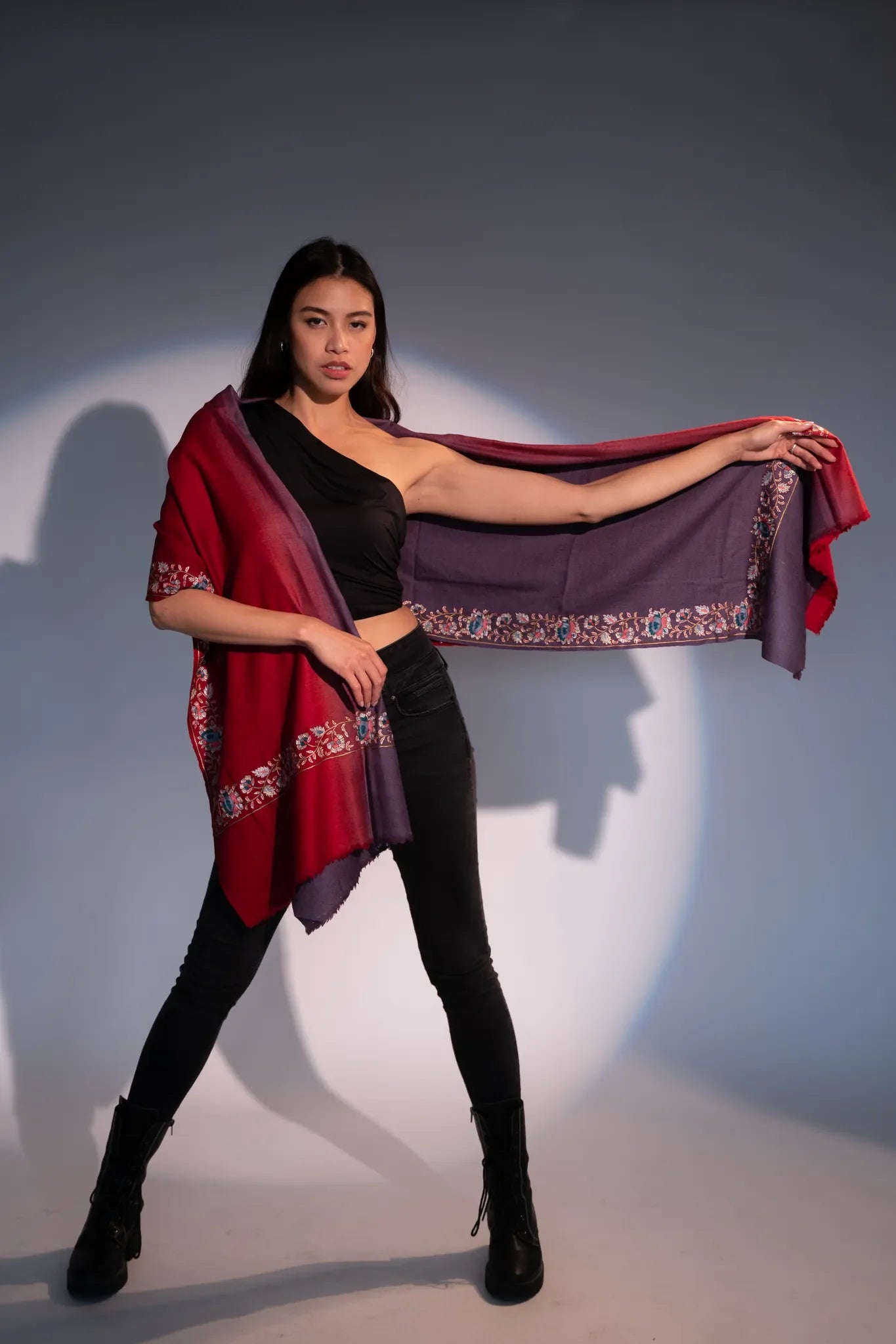 Violet Red Imperial Threads Cashmere Shawl