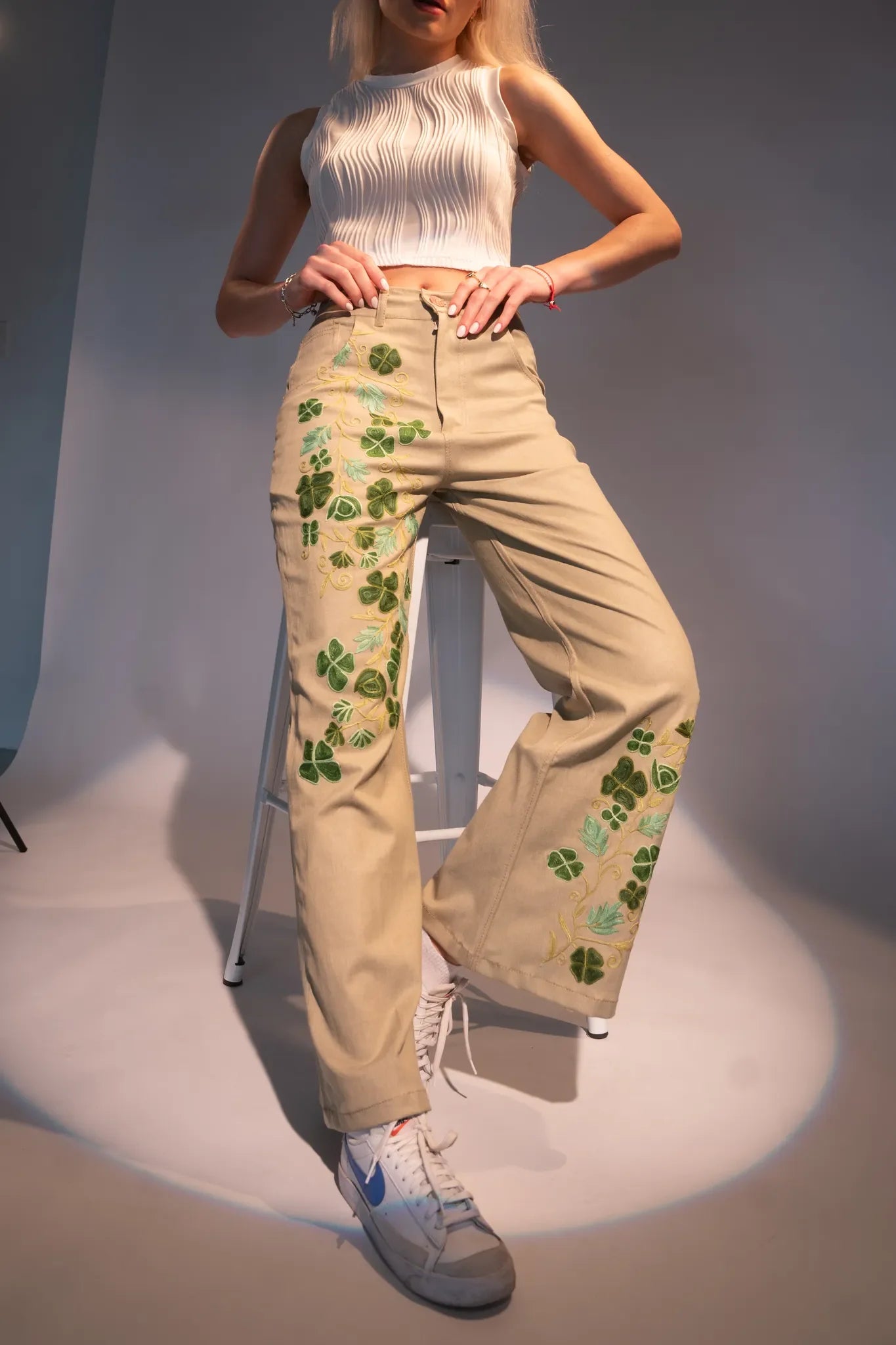 Green Denim Bell Bottom