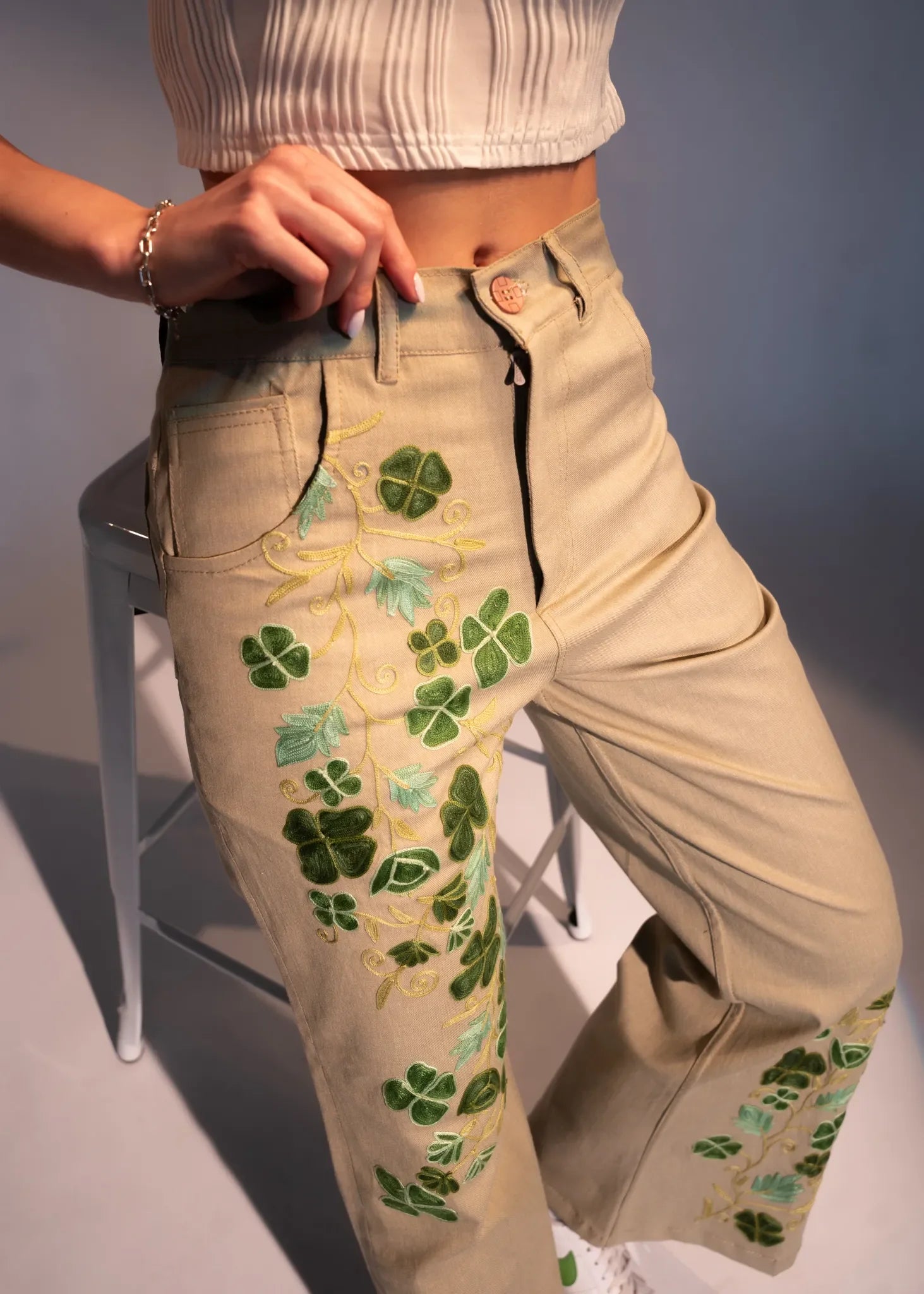 Green Denim Bell Bottom