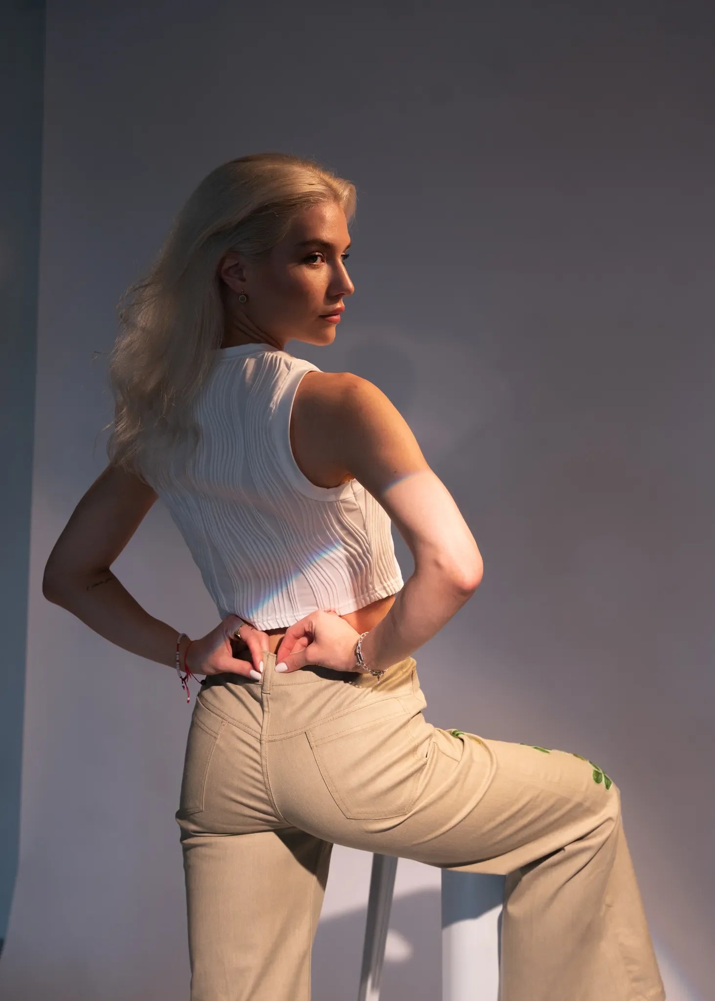 Green Denim Bell Bottom