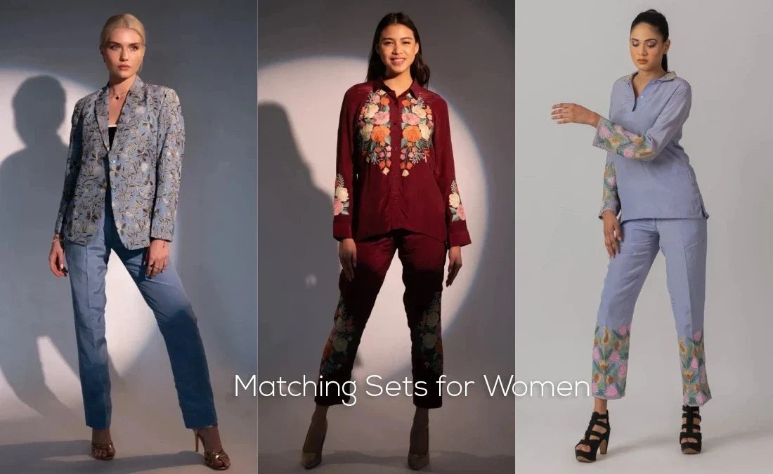 Co-ord sets for women with luxury fabric and detailed craftsmanship by Glancia