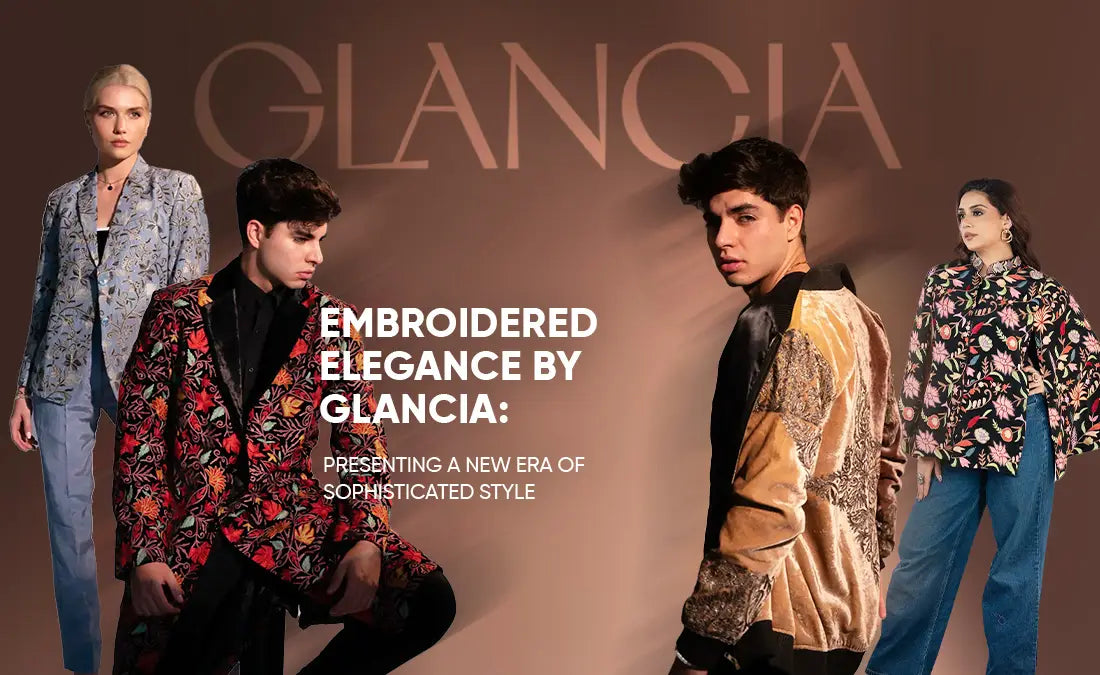 Luxury embroidered fashion by Glancia showcasing modern elegant outfits for women