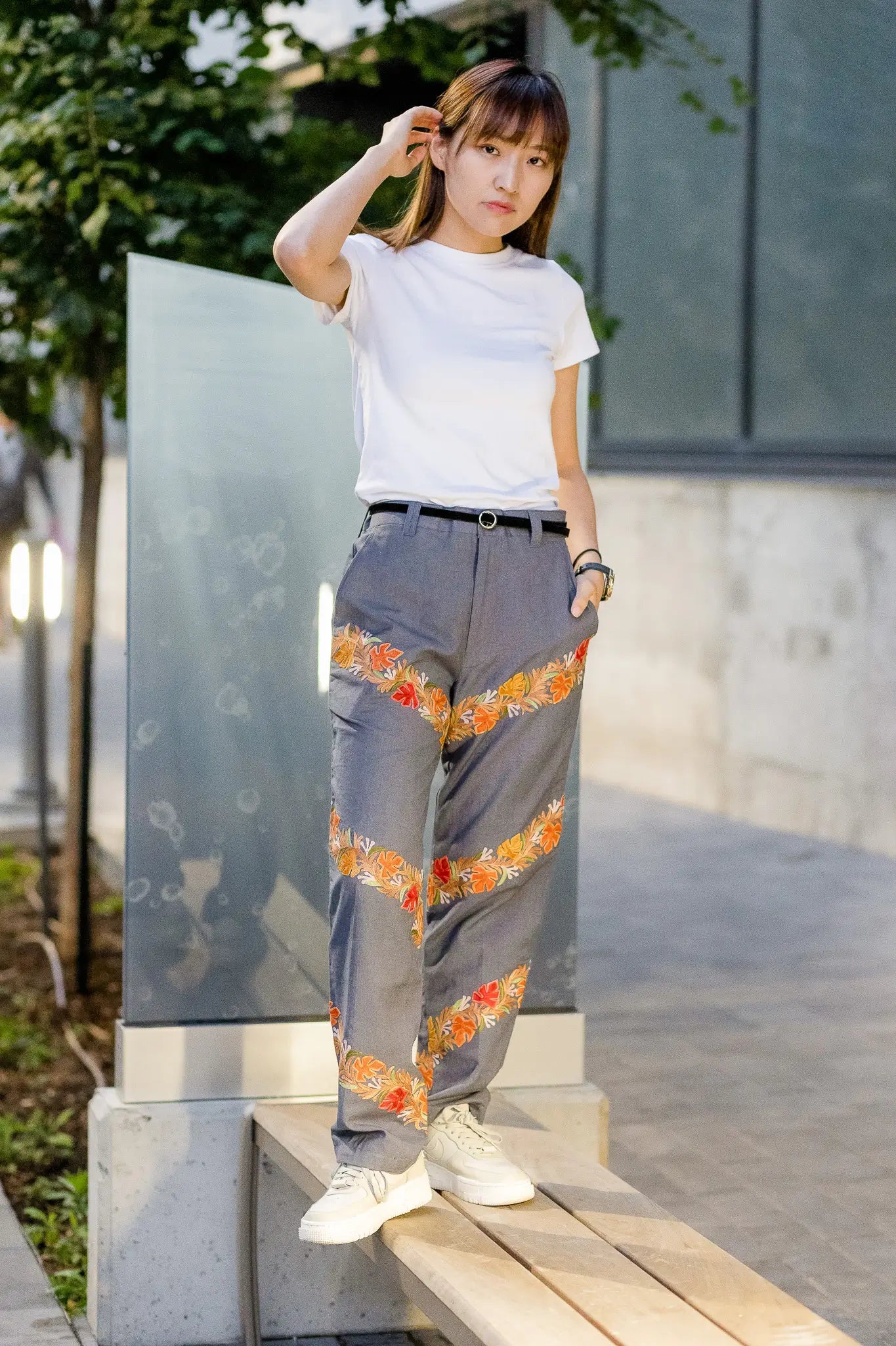 Chevron Embroidered Trousers