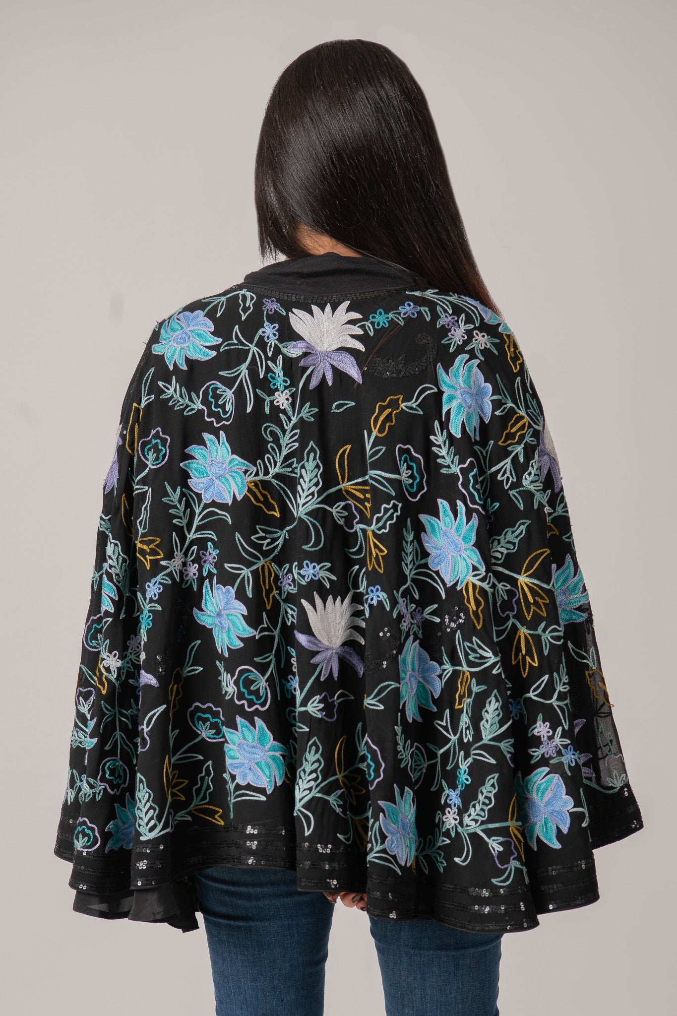 Women’s Embroidered Floral Poncho
