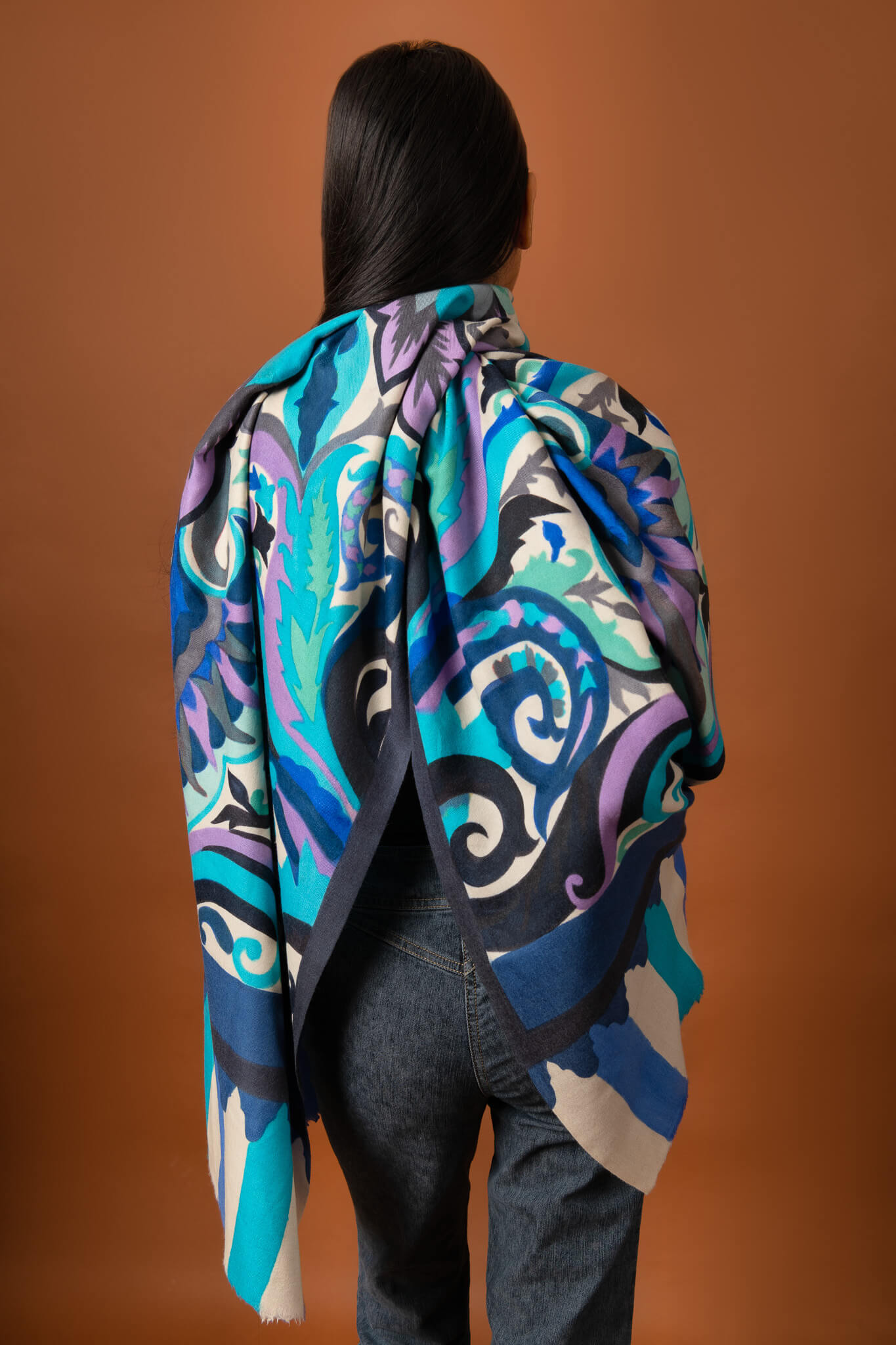 Abstract Hand Paint Cashmere Scarf